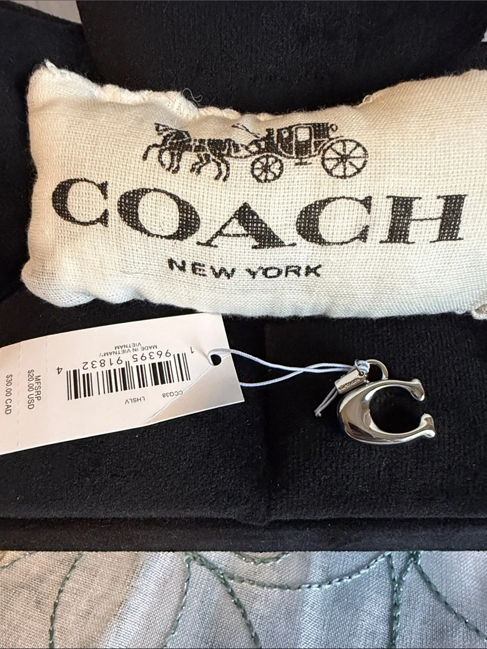 Coach Silver 'C' Logo Charm Key/Card Holder Accessory
